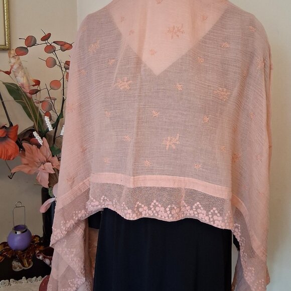 Vintage NEW Noa Noa 100% Cotton Long Pink Embroidered Scarf - Picture 11 of 11